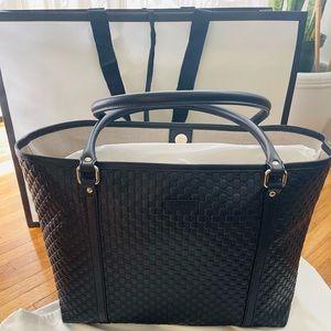 Gucci Gg Guccissima Leather Black Tote